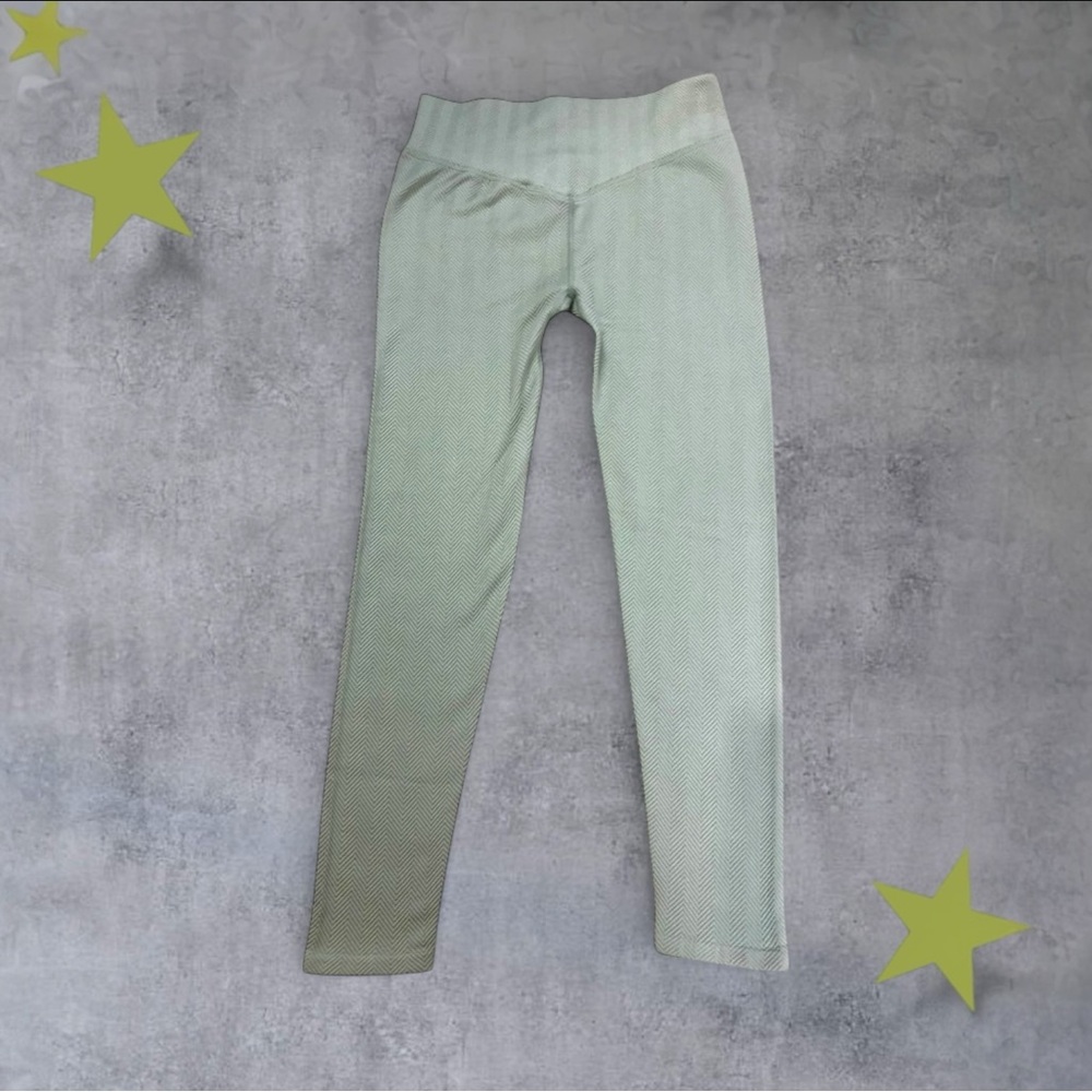 Cottagecore Leggings‎ Mint Green Textured High-Waisted